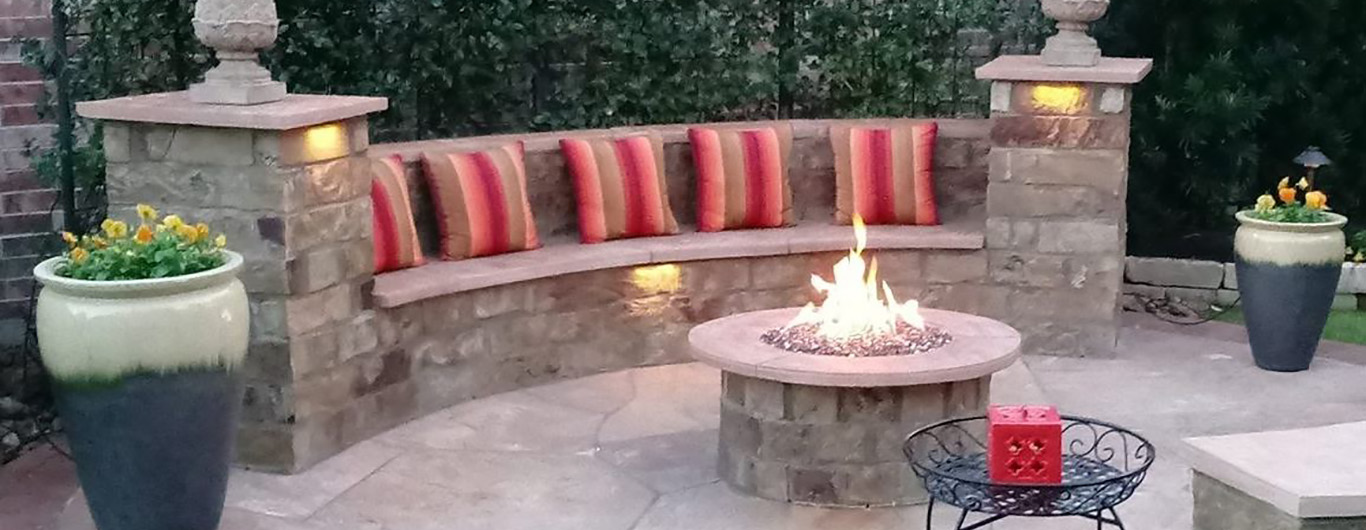 YardBirds Landscape Design and Installation Services, Firepits, Stone Gas Firepits.