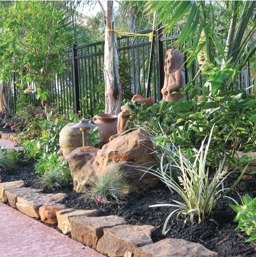 landscaping, stone work, walkways.